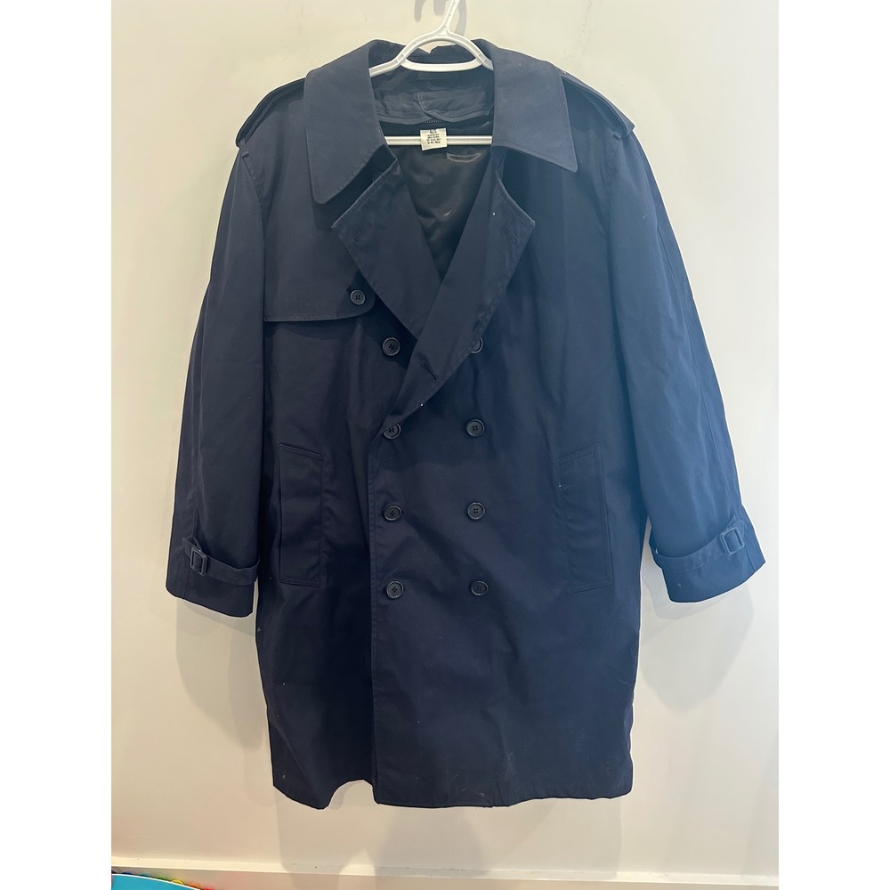 Vintage US Military Navy Blue Trench Coat 42S Removable Liner Centre Mfg M1637